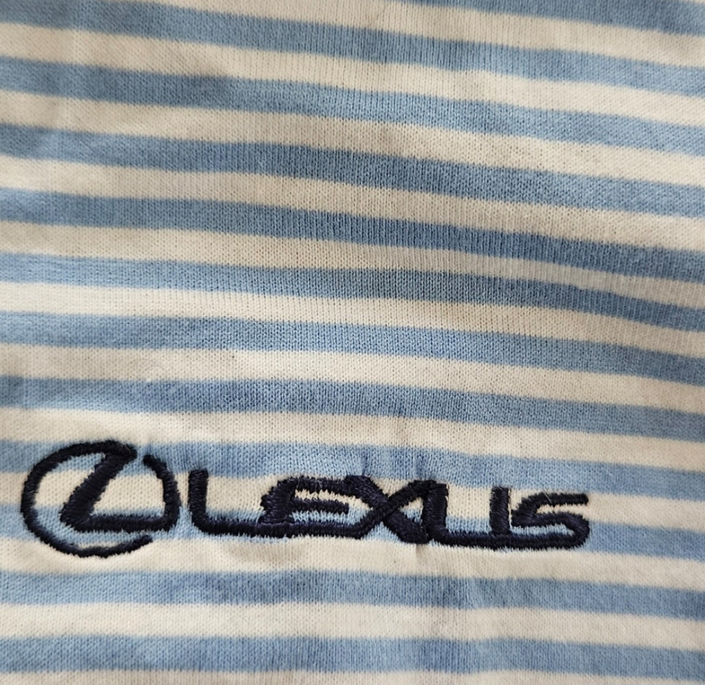 Peter Millar Blue & White Striped Polo Size Large