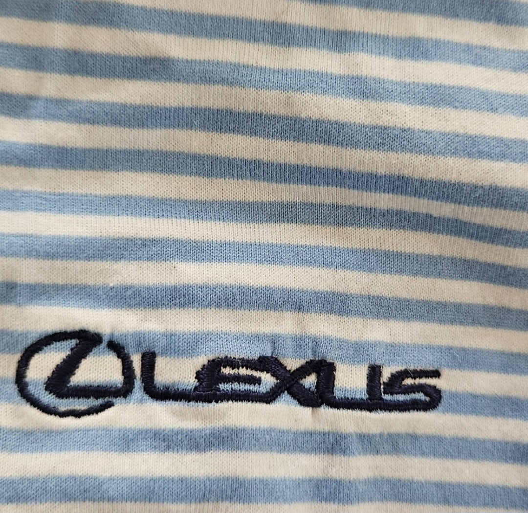 Peter Millar Blue & White Striped Polo Size Large