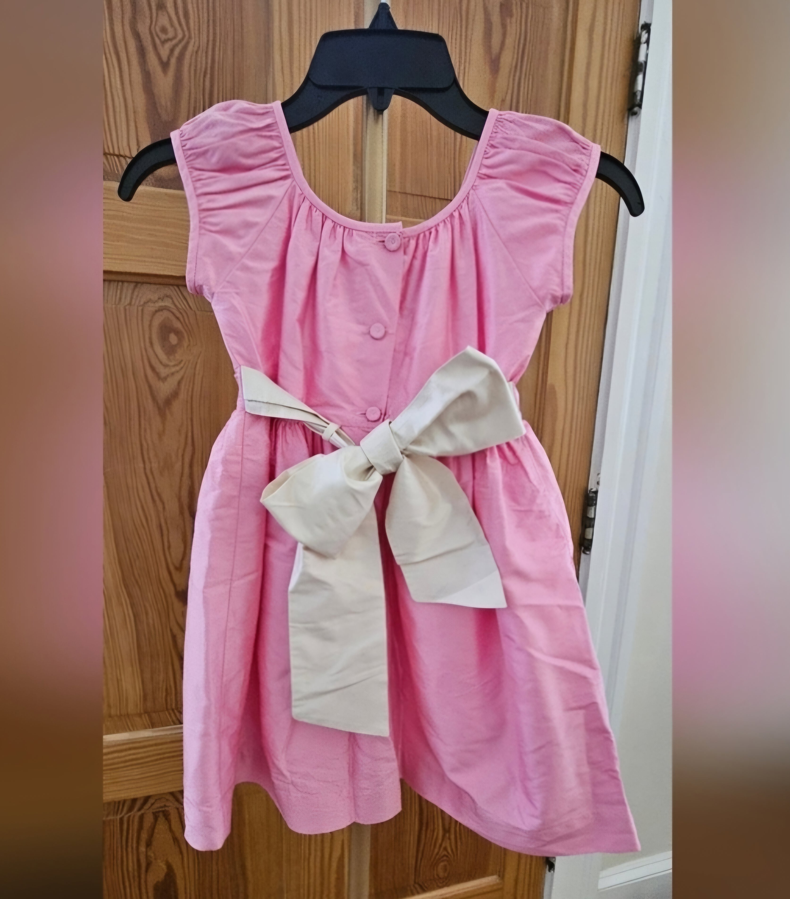 Bella Luna by Strasburg Pink 100% Silk Cap Sleeve Dress Size 5Y