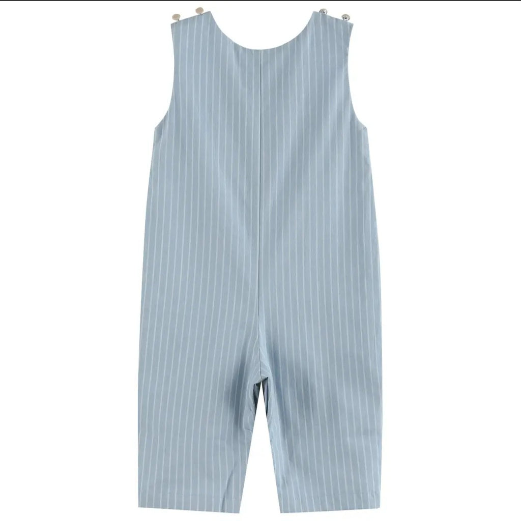 Lil' Cactus Light Blue Puppy Smocked Overalls Sz 6-12M