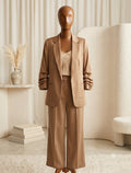Banana Republic Brown Ruched 2-Piece Pants Suit Small Petite XS Petite