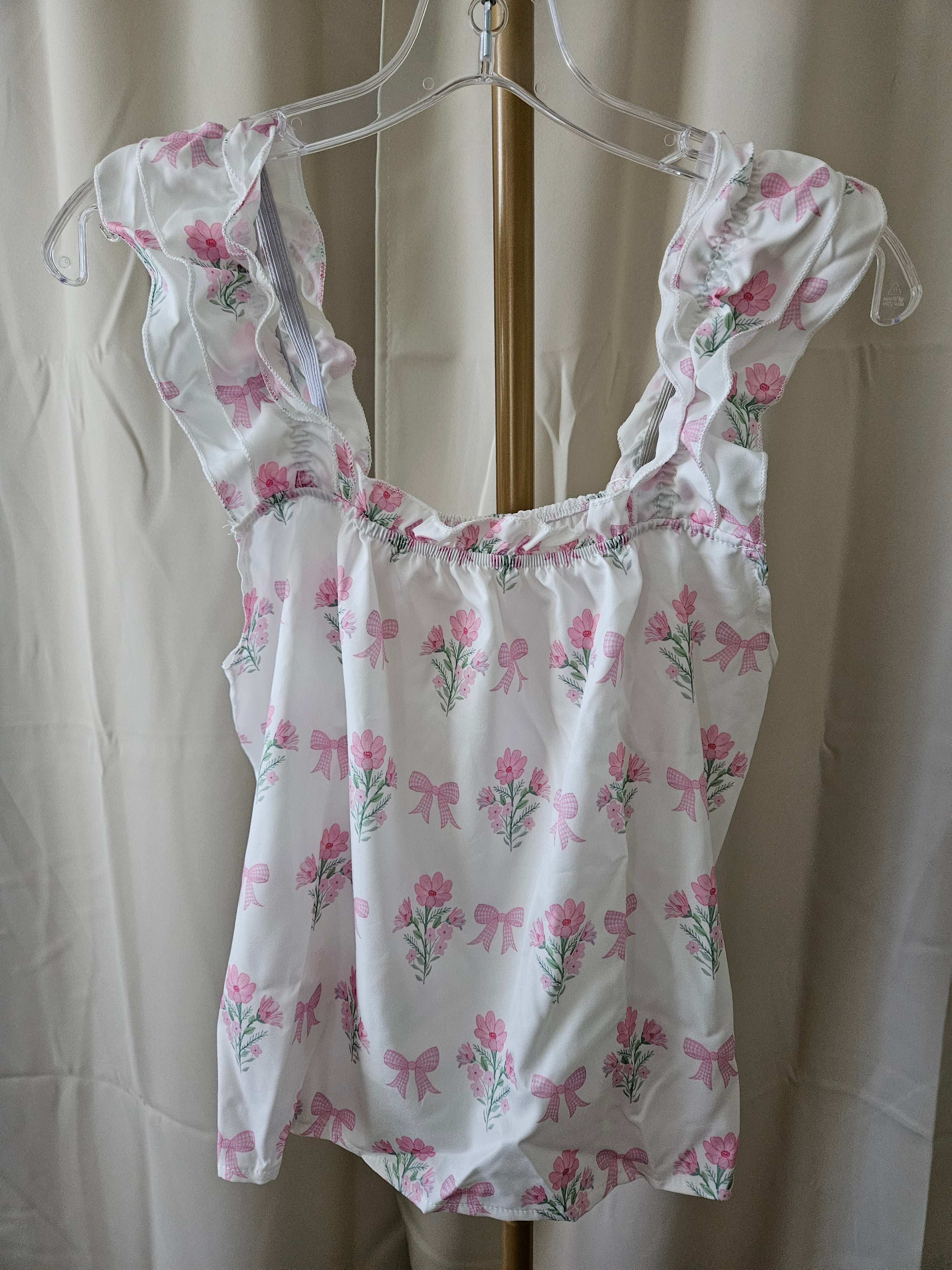 Floral & Ribbon Bow Print 2PC Set by Rosa Clothing