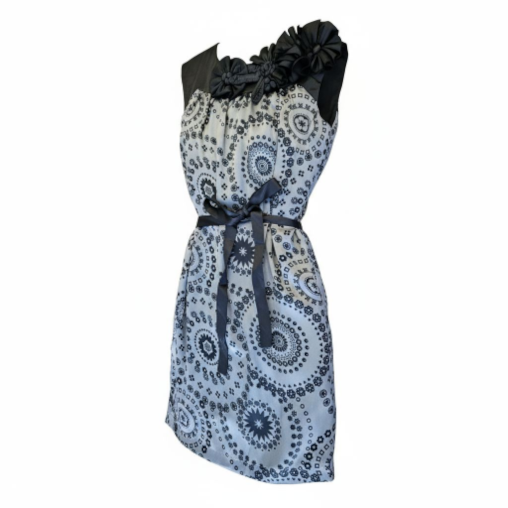 Dept Elegant Black and Gray Patterned Dress Sz XS