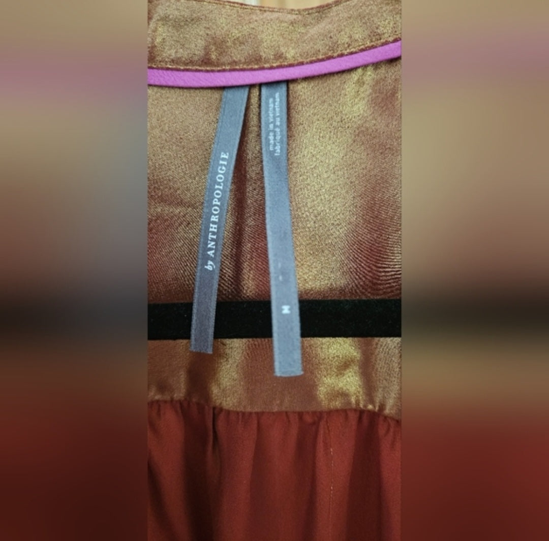 Anthropologie  Copper Metallic Shimmer Top Size Medium