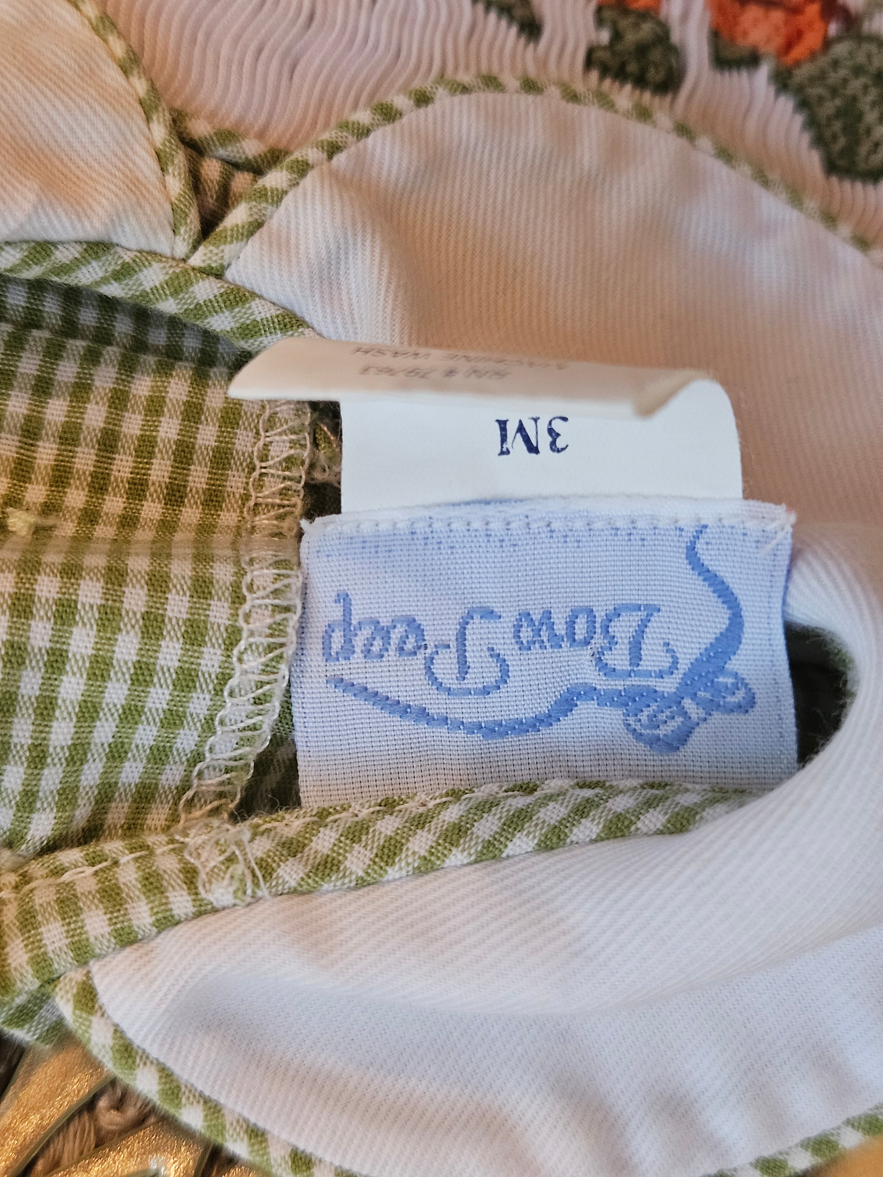 Bow Peep Green Gingham Baby Romper with Tractor & Pumpkin Smocking Sz 3M