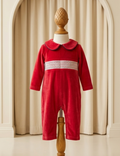 The Beaufort Bonnet Company Red Velour Samuel Smocked Romper |
