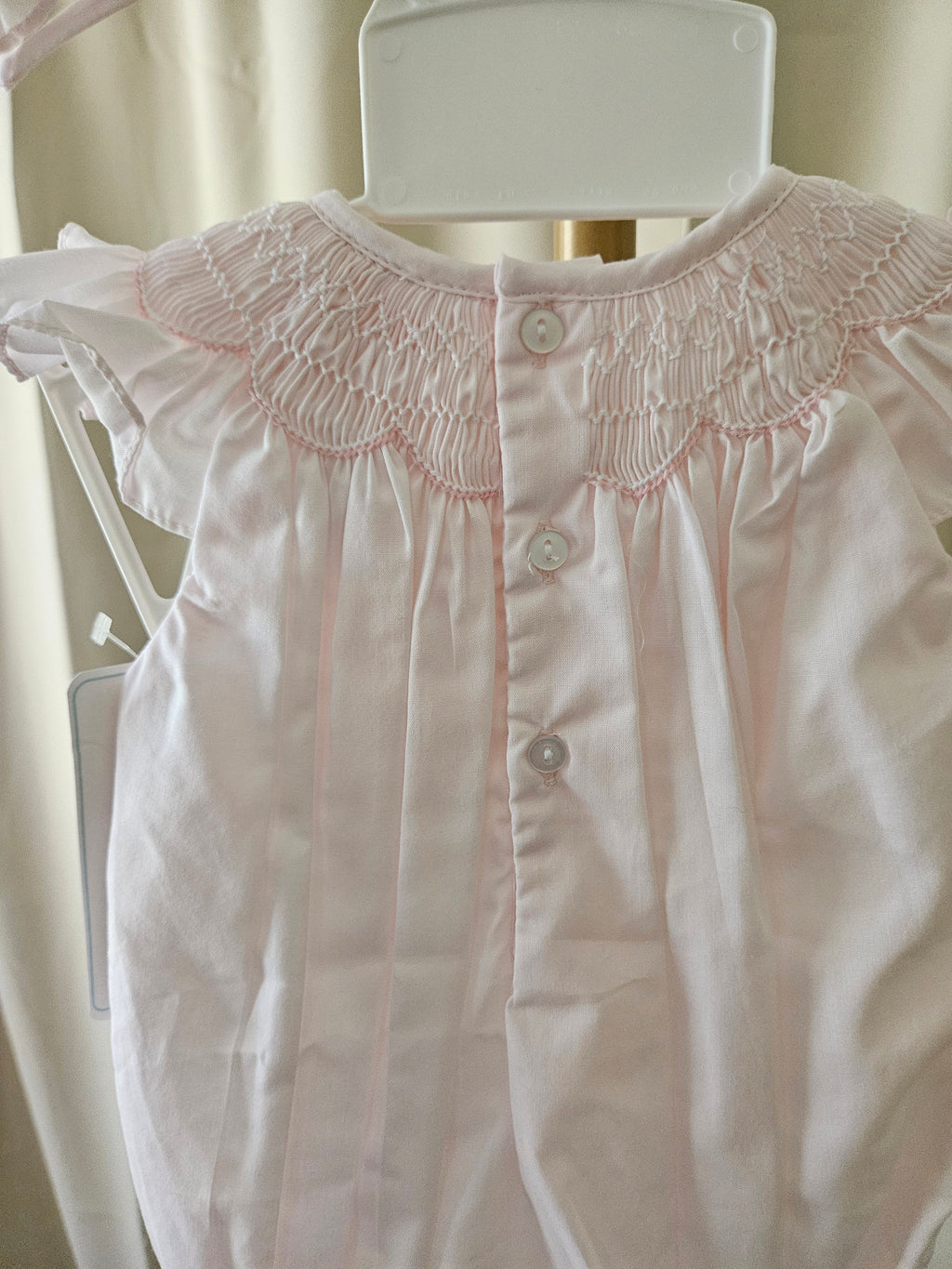 Petit Ami Pink Flutter Sleeve Bubble | Newborn