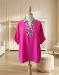 Bright Pink Animal Print Accent Blouse | Size 3X