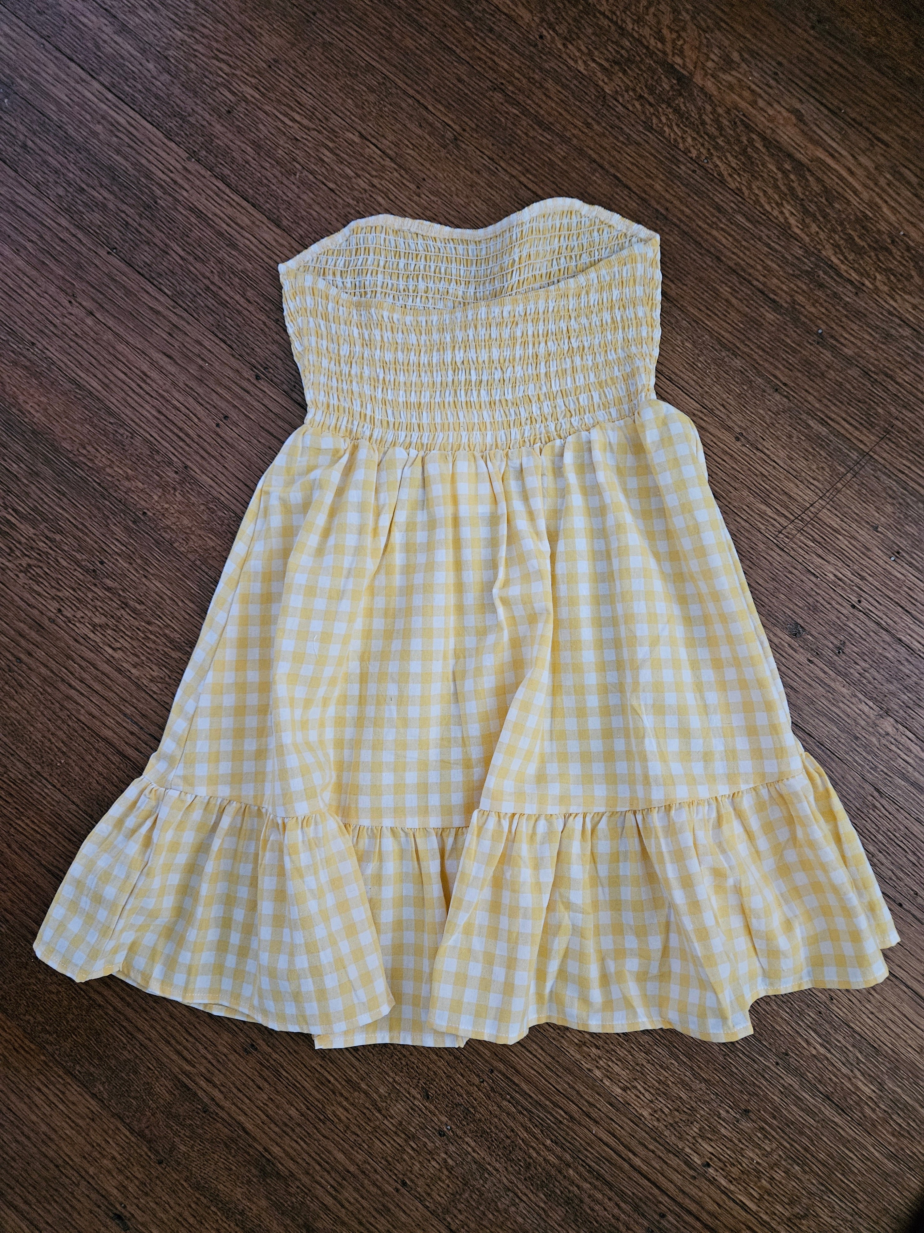 Twenty Ten Yellow Gingham Smocked Mini Dress | Halter Tie
