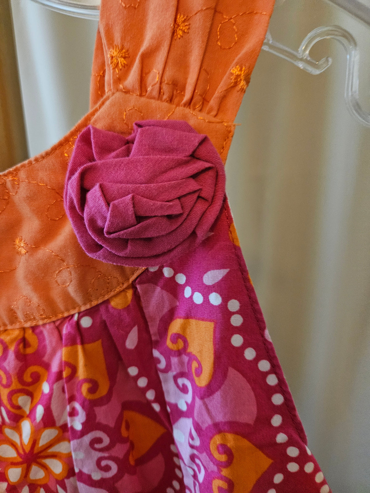 Penelope Mack 6X Bright Pink & Orange Sleeveless Dress