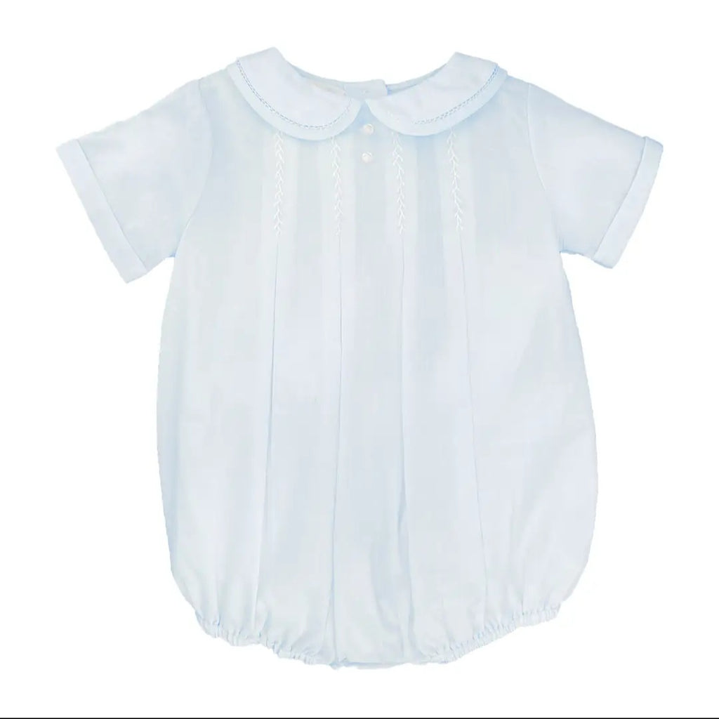 Petit Ami Light Blue Newborn Romper – Heirloom Quality