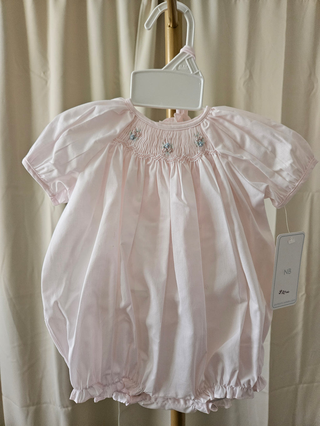 Petit Ami Pink Heirloom Novelty Smocked Bubble NB – New