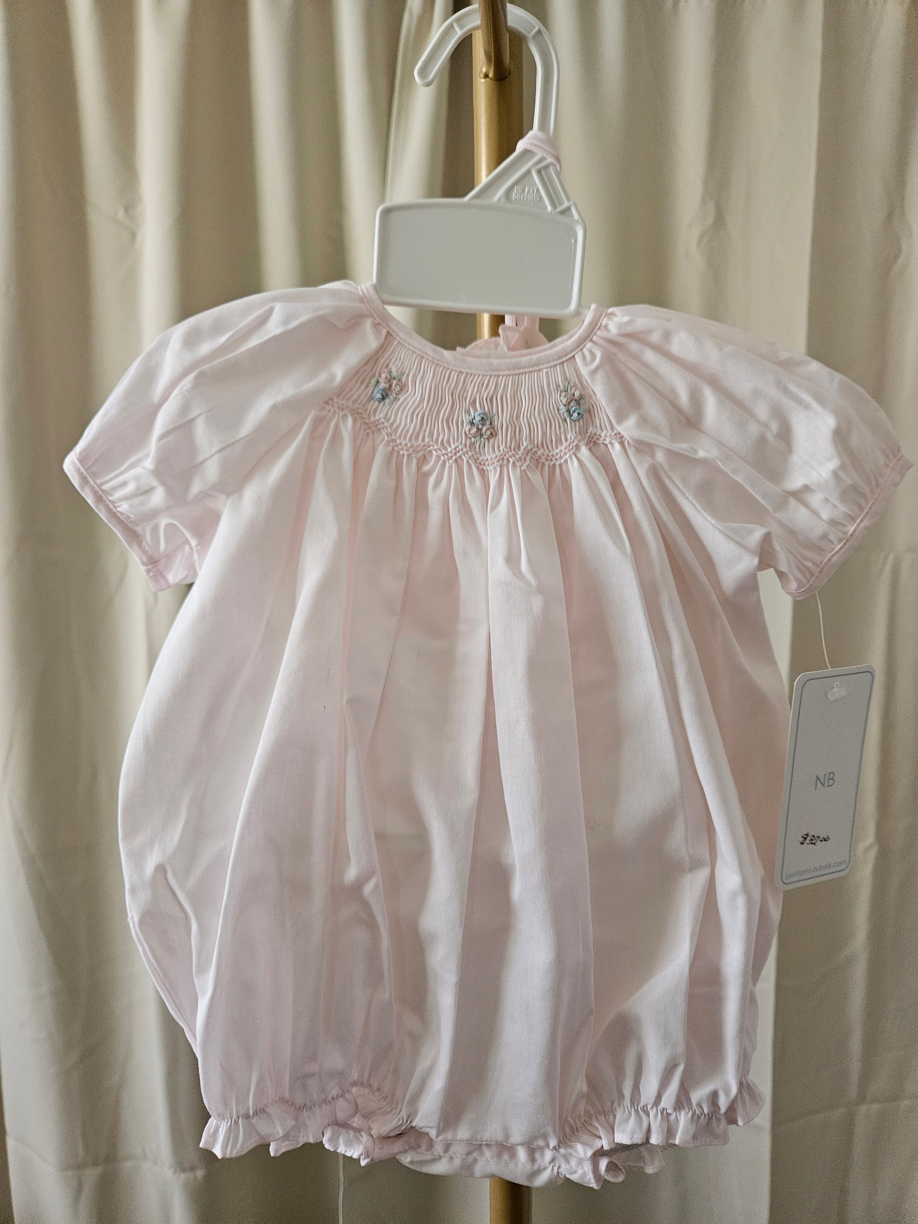 Petit Ami Pink Heirloom Novelty Smocked Bubble NB – New