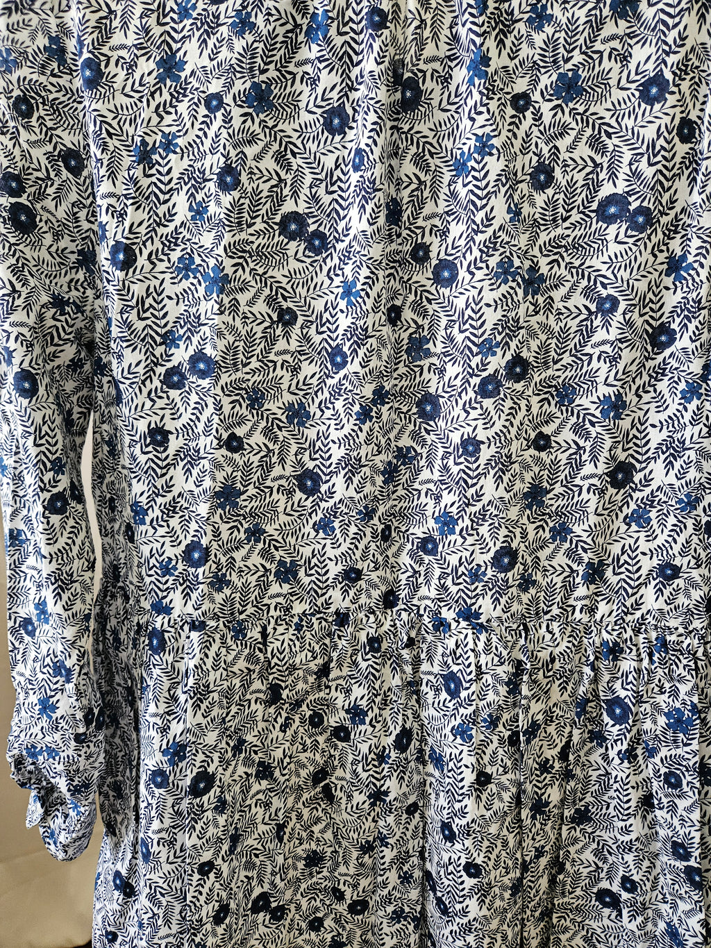J.Crew Blue & Black Floral Button Front Shirt Dress Size 8