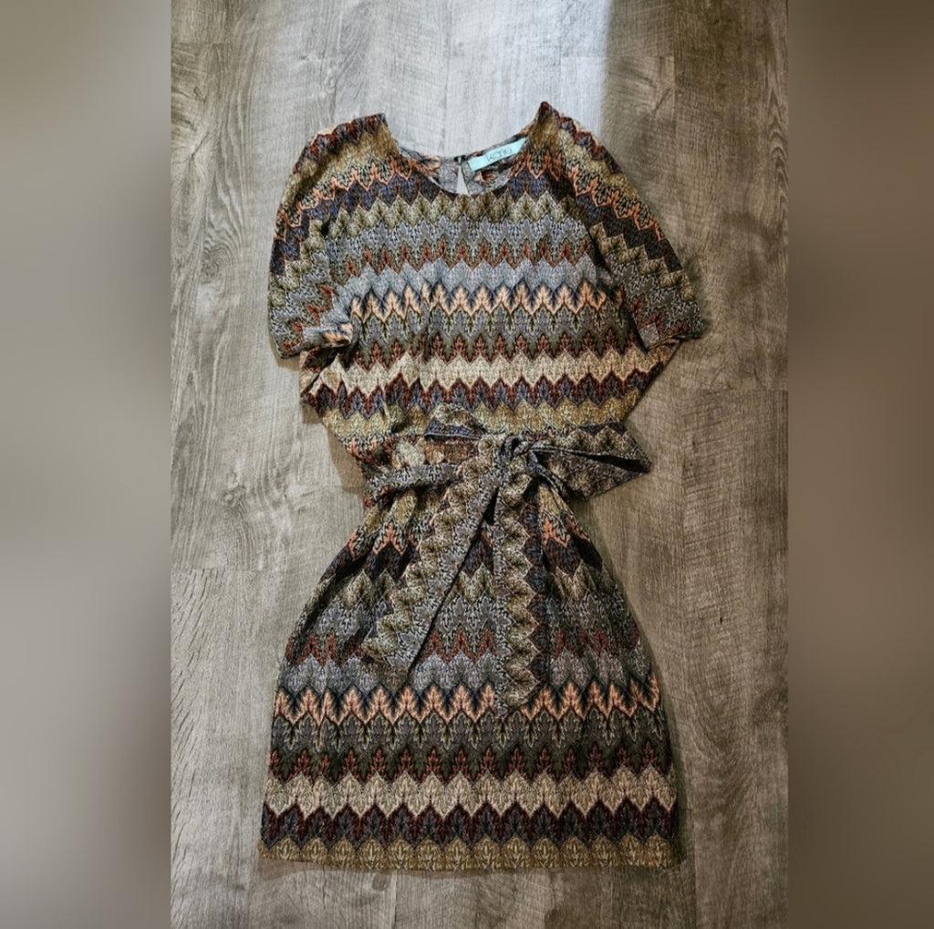 Karlie Zig Zag Stripe Open Back Mini Dress Size Small