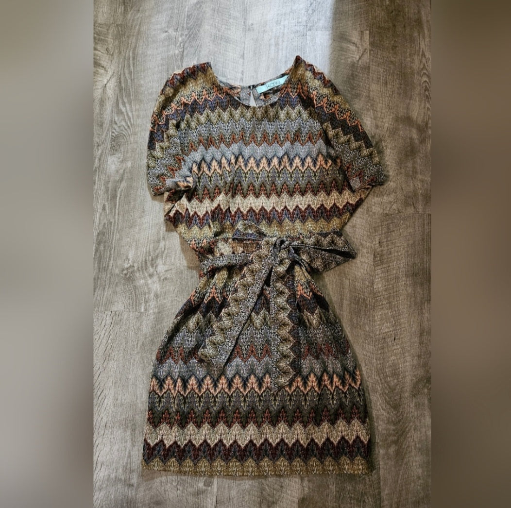 Karlie Zig Zag Stripe Open Back Mini Dress Size Small