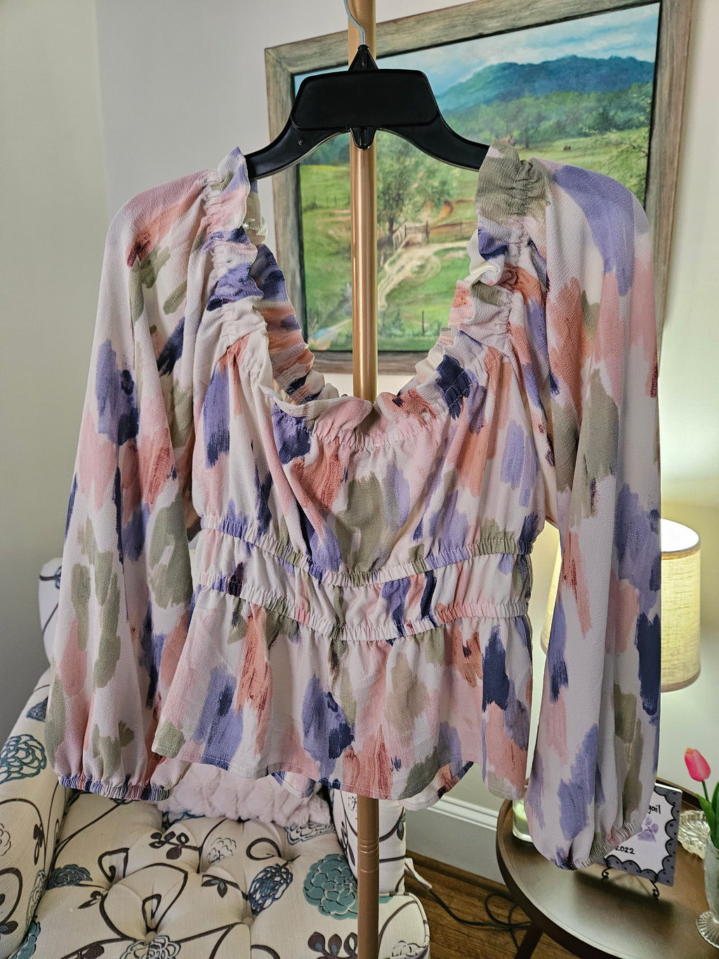 Sofia by Sofia Vergara Off-Shoulder Multicolor Blouse Sz Lg