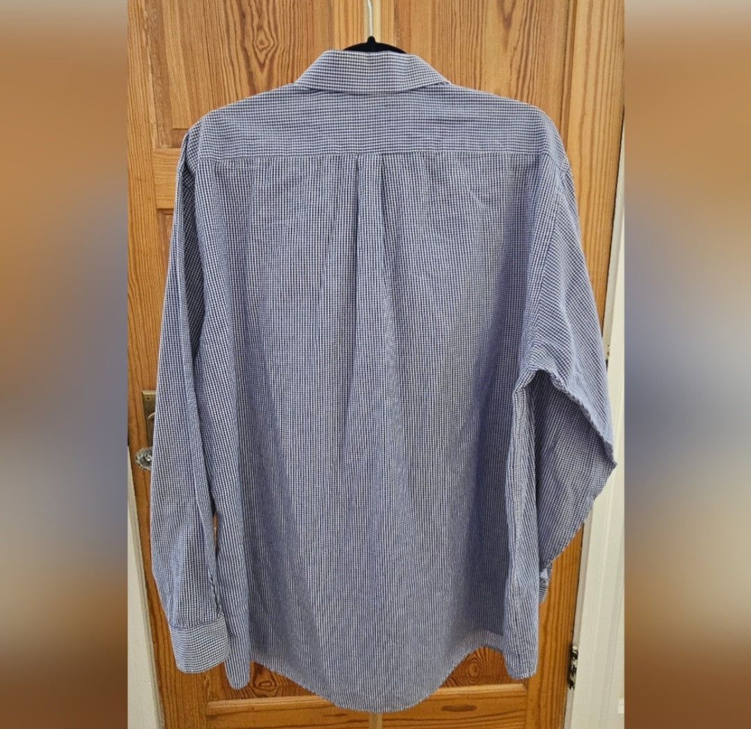 Pringle of Scotland Blue & White Gingham Longsleeve Button Down Size XL