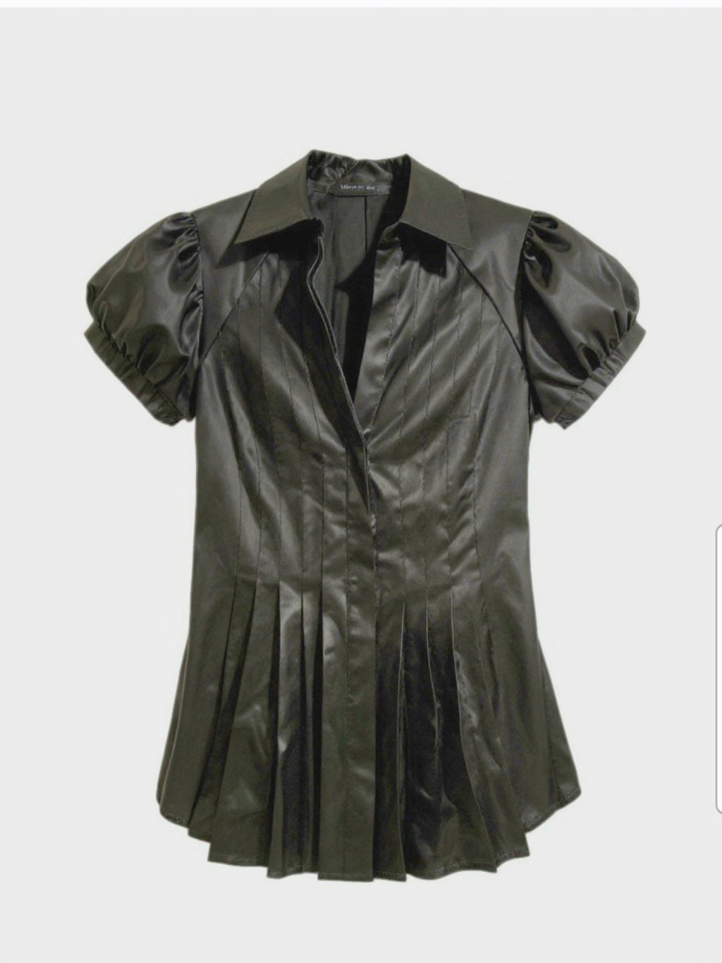 BCBGMAXAZRIA  Silk Fitted Top with Puff Sleeves Size XS Satin