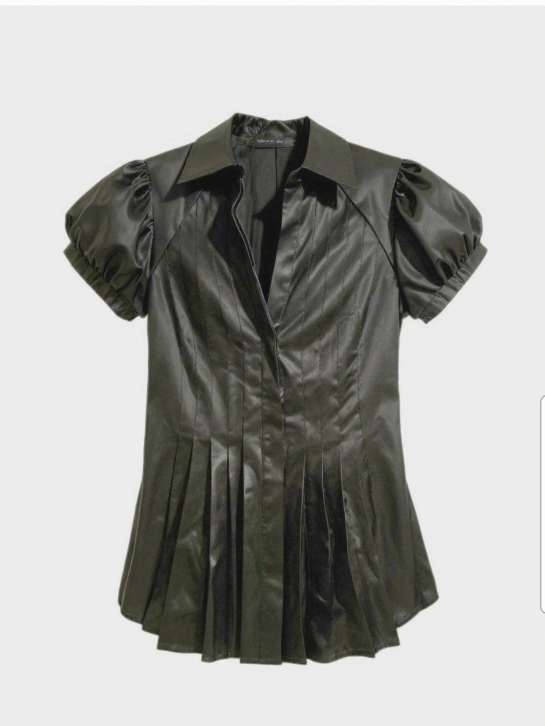 BCBGMAXAZRIA  Silk Fitted Top with Puff Sleeves Size XS Satin