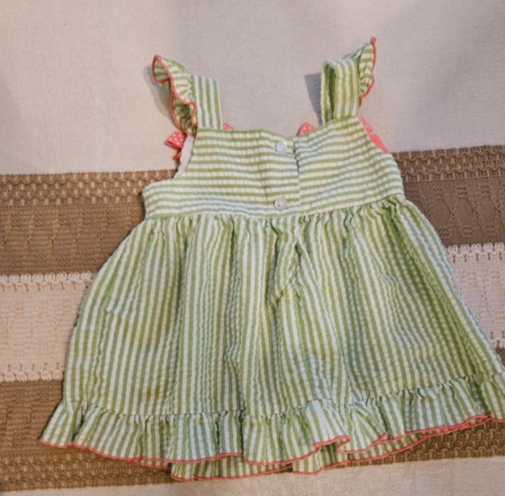 Good Lad Green and Pink Striped Dresses Sz 12M