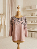 Kim Rogers Muted Pink Cheetah Print Collar Blouse Size 2X
