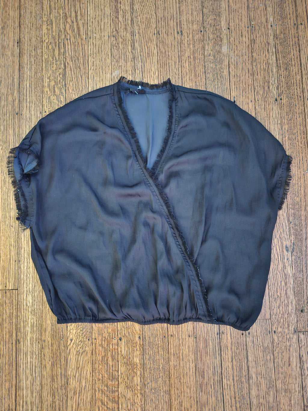 Bandit And The Babe Elegant Blk Deep V Shear Cropped Blouse Sz Sm