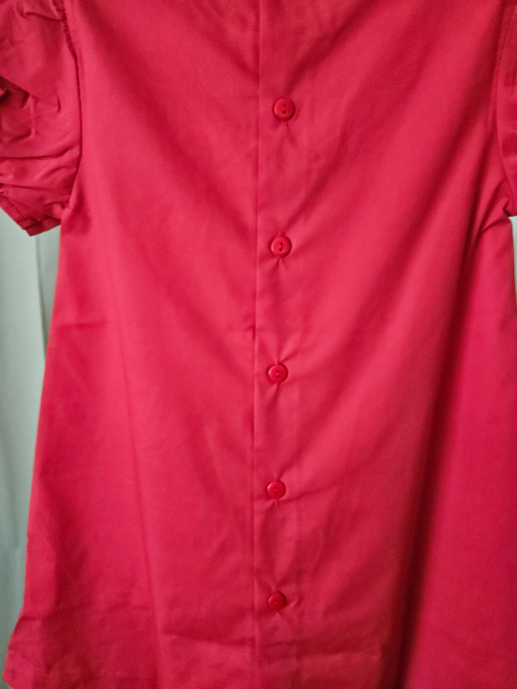 Love Me Hand Embroidered Red Heirloom Puff Sleeve A-Line Dress