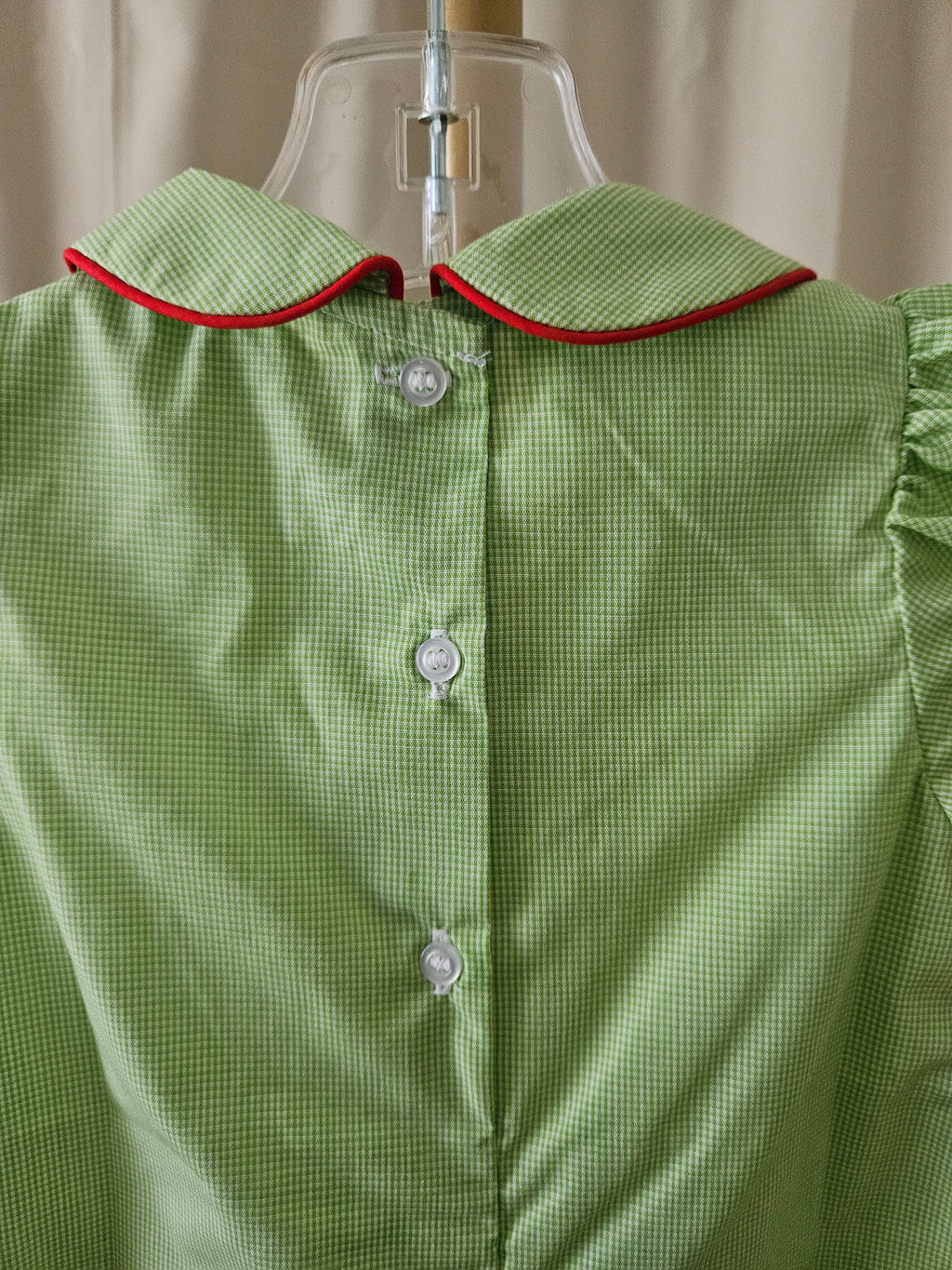 Baby Blessings Green & White Microcheck Smocked Christmas Tree Bubble