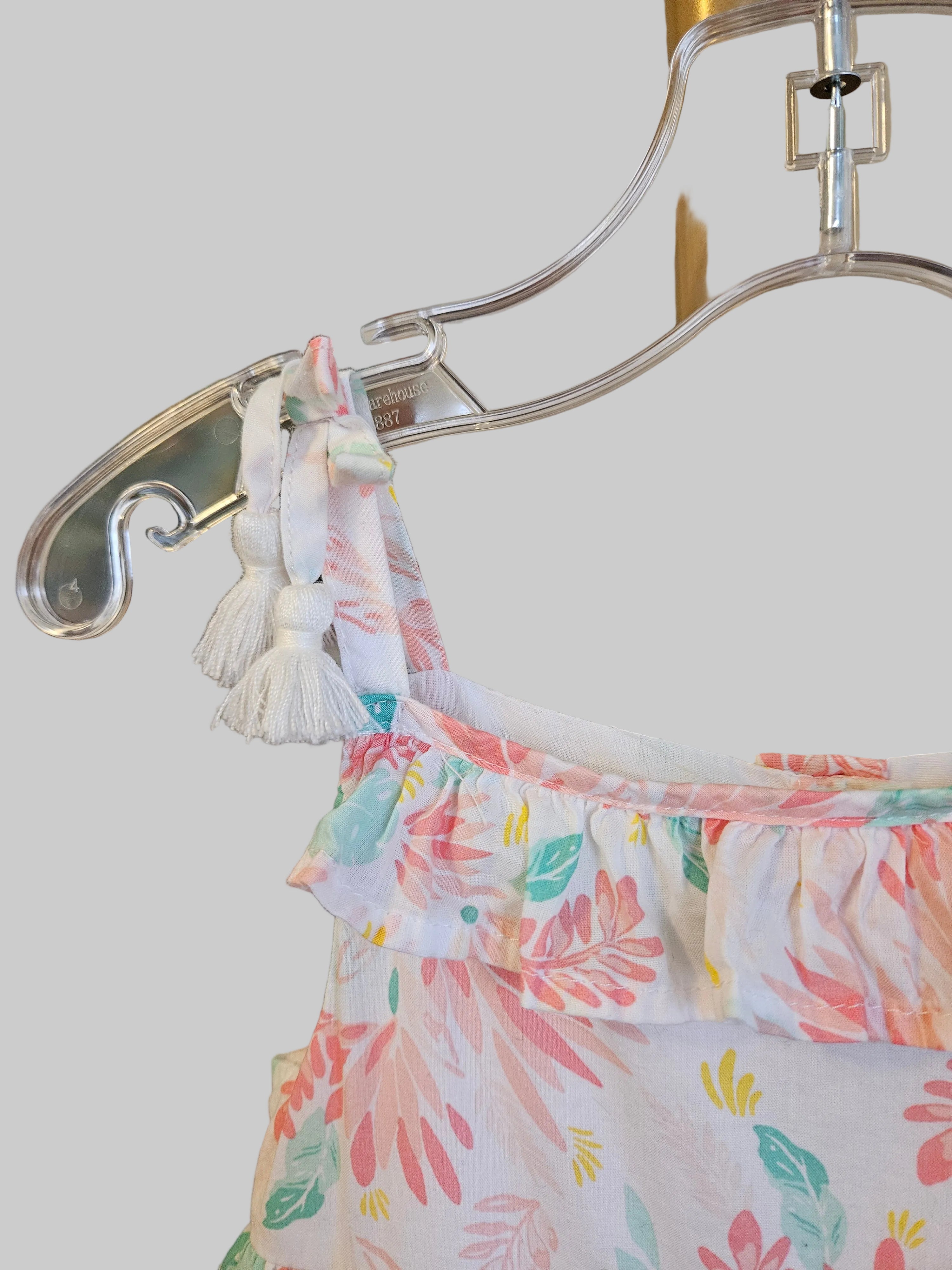 Shabby Chic Pink and White Floral Kids Dress Sz 3T