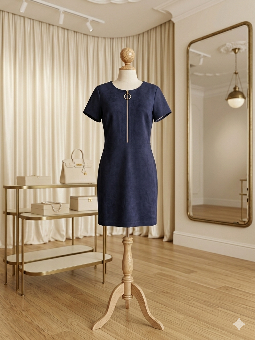 Calvin Klein Navy Zip Front Dress Sz 16