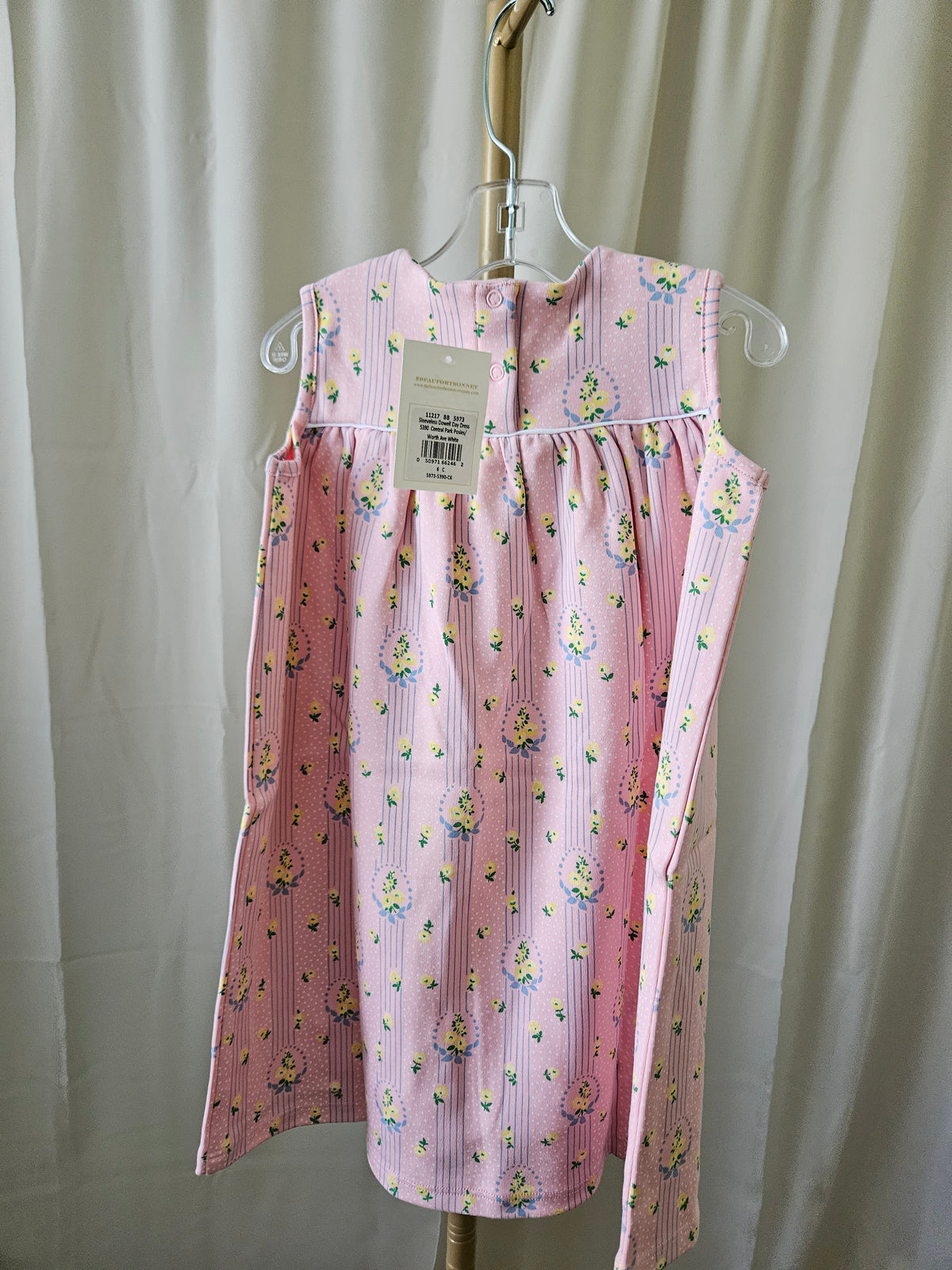 The Beaufort Bonnet Company Size 6 Pink & Blue Sleeveless Sweetheart Neckline Dress