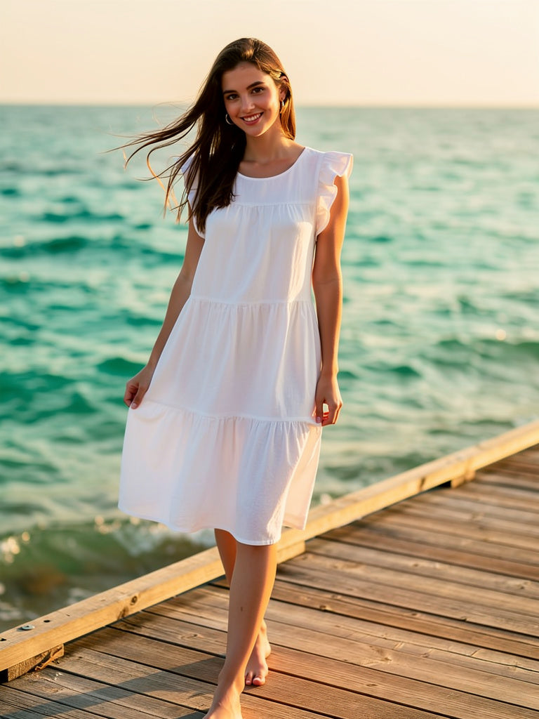 J. CREW White Sleeveless Summer Dress Sz 8