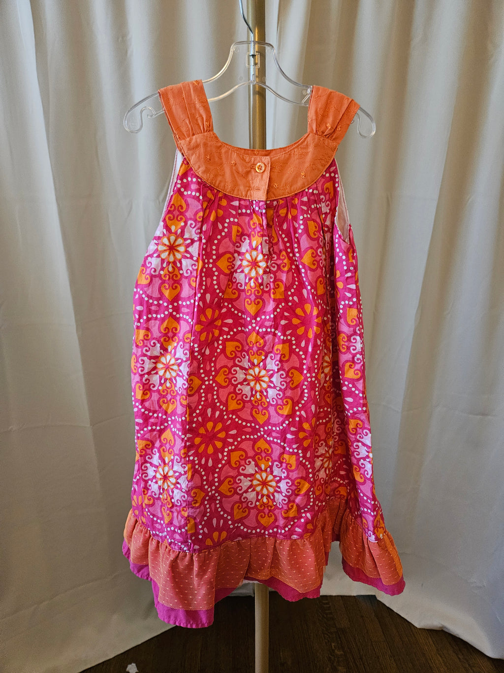 Penelope Mack 6X Bright Pink & Orange Sleeveless Dress