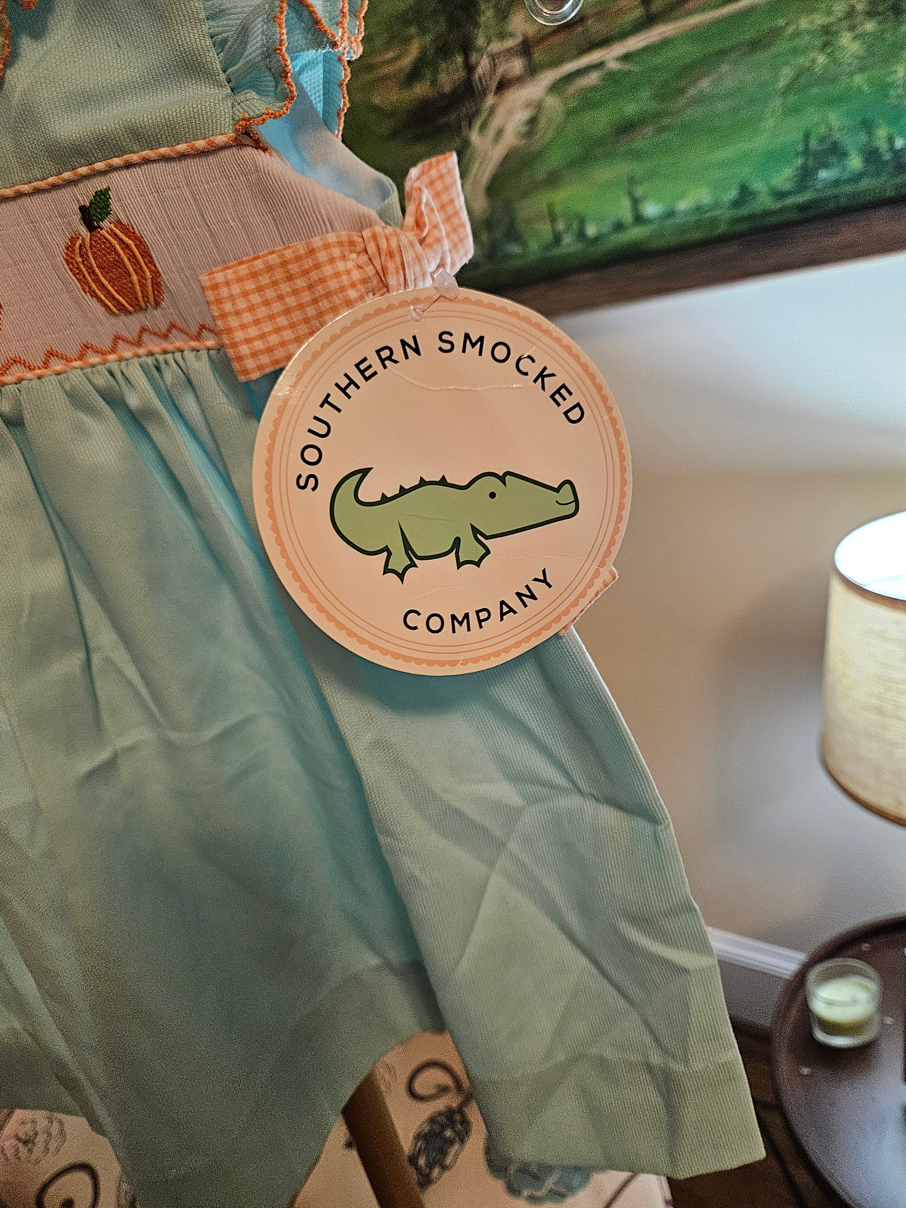 NWT Charming Smocked Pumpkin Dress - Blue and Orange Sz 18M