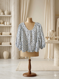 Hudson Gray Textured Puff Sleeve Cropped Top – Size L