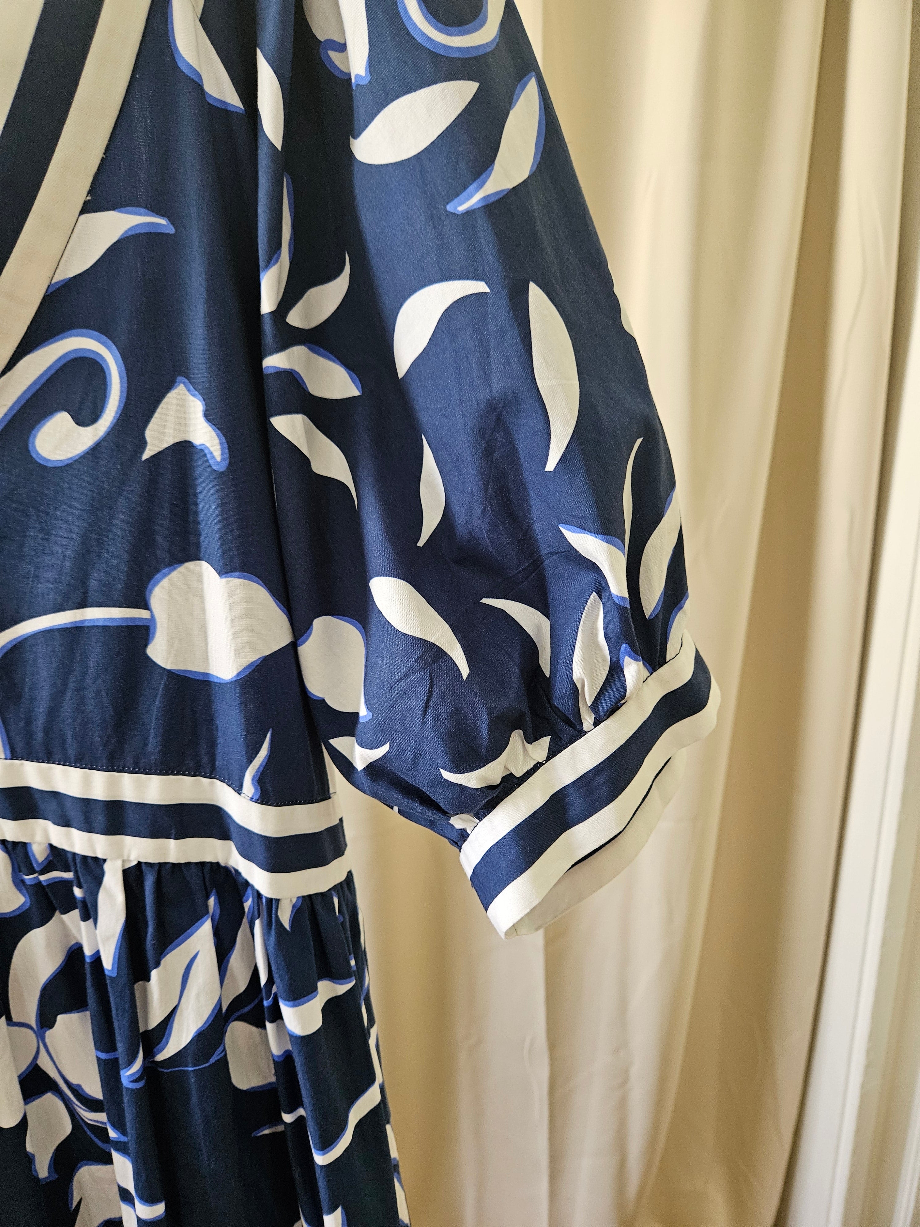 Gretchen Scott Navy & White Tailored Maxi Dress Size XL