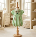 Baby Blessings Green & White Microcheck Smocked Christmas Tree Bubble