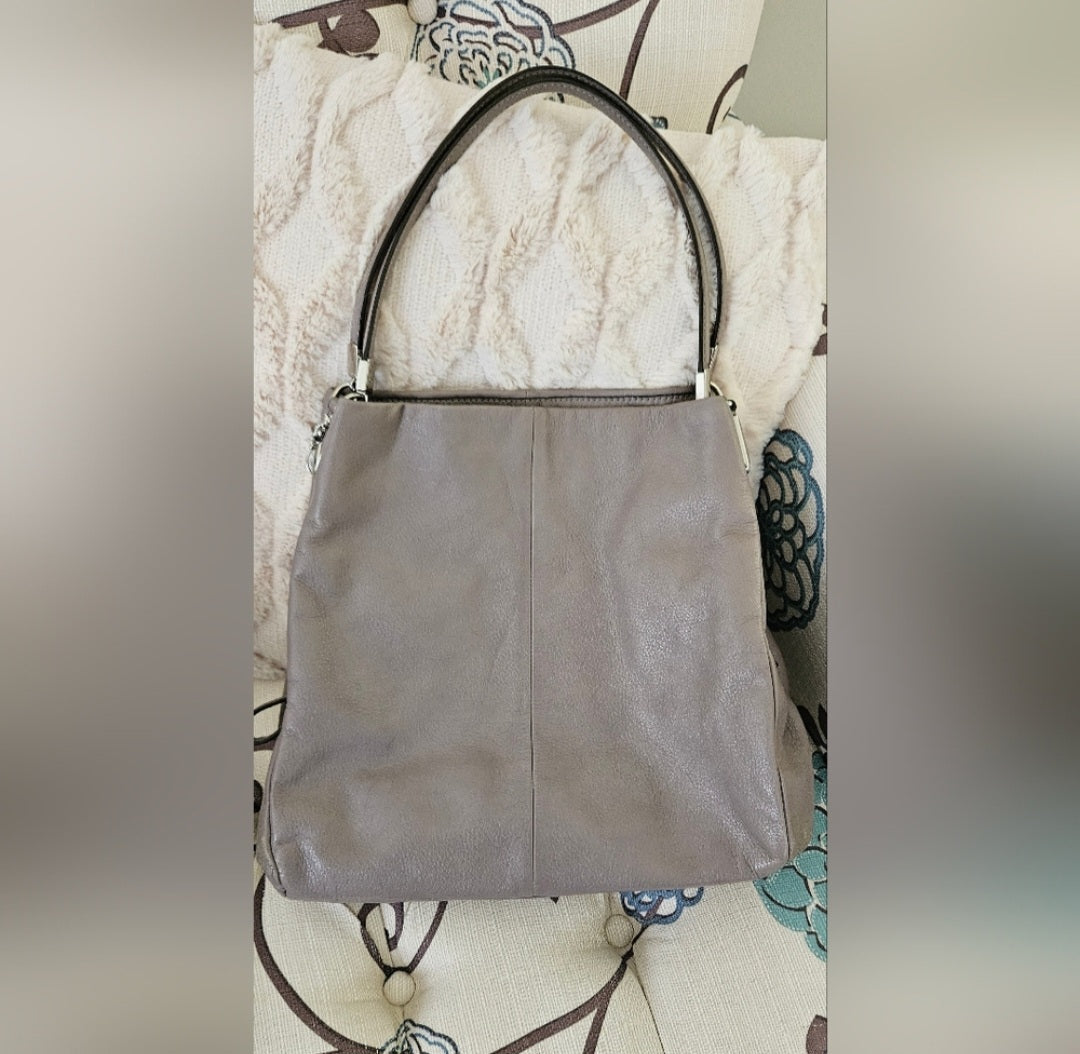 Coach Leather 3 Section Shoulder  Handbag