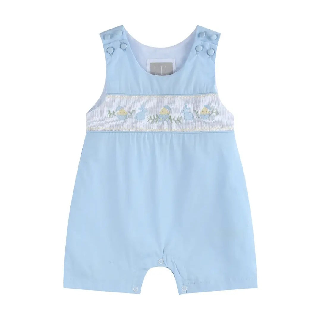 Lil' Cactus Blue Baby Easter Smocked Romper Sz 2T