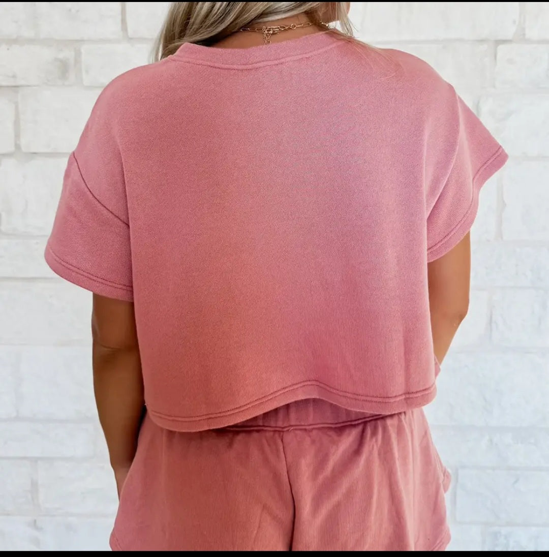 Lovesoft Blossom 2pcs Cropped Tee And Ruffle High Waist Skort Set Sz Sm