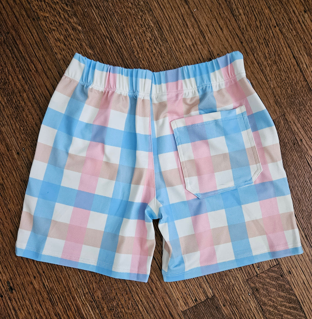 Millie Loves Lily Baby Blue Collared Shirt & Pastel Plaid Shorts Set | Sizes 3 & 5