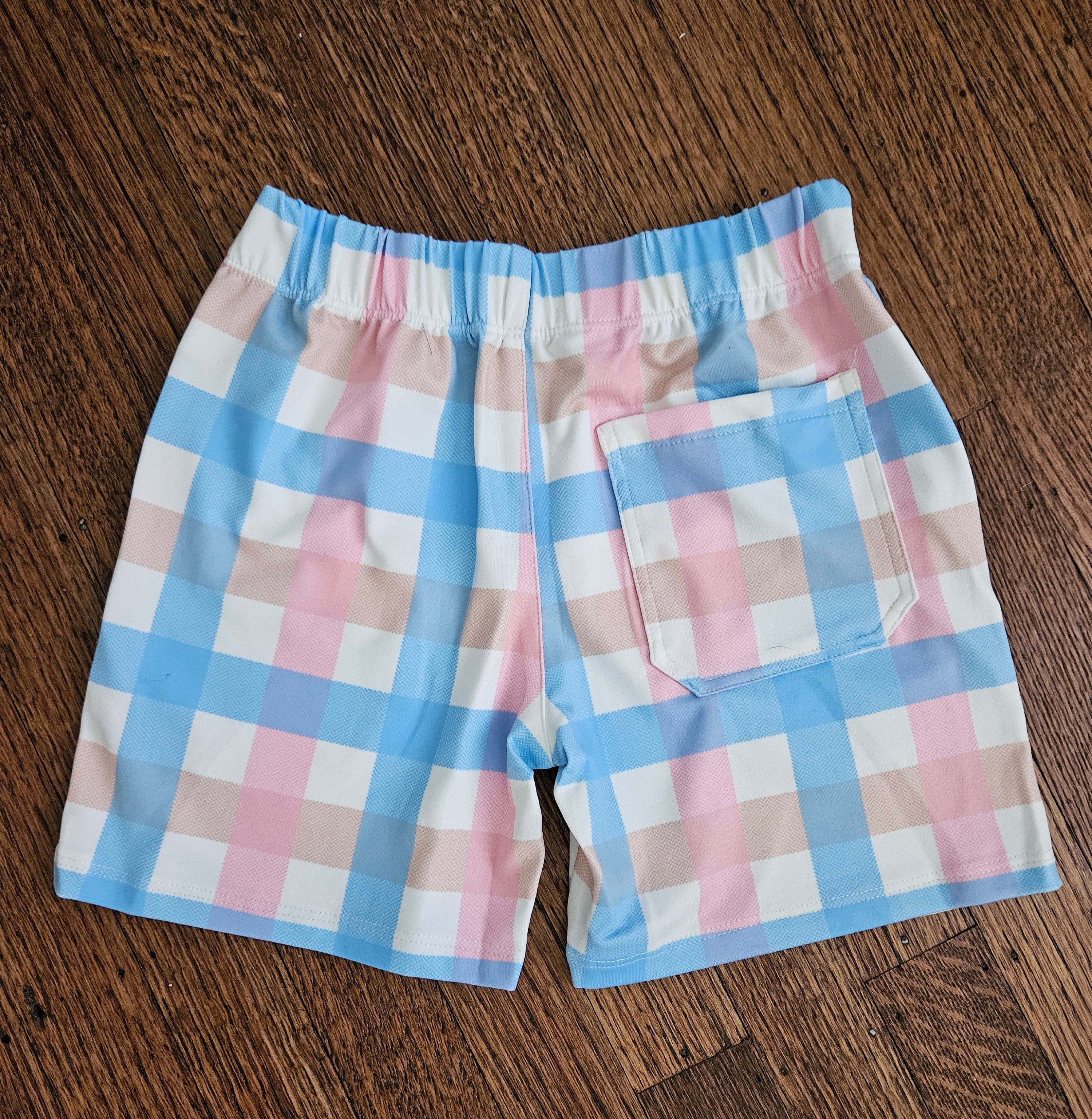Millie Loves Lily Baby Blue Collared Shirt & Pastel Plaid Shorts Set | Sizes 3 & 5