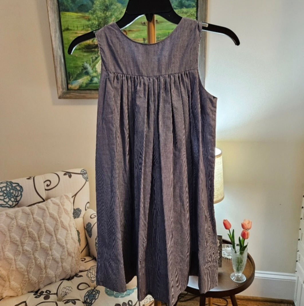 Amanda Remembered Micro Check Smocked With Pencils & Apples Sz 6X