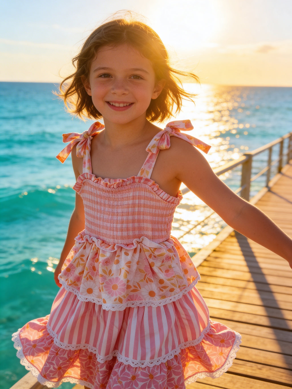 Oopsie Dasiy Anna Pink Daisy Layered Lace Dress