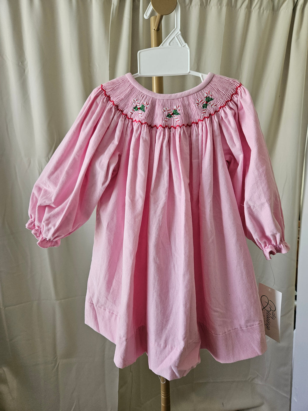 Baby Blessings Delicate Christmas Smocked Corduroy Dress