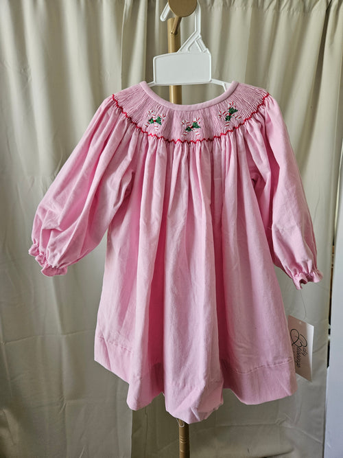 Baby Blessings Delicate Christmas Smocked Corduroy Dress