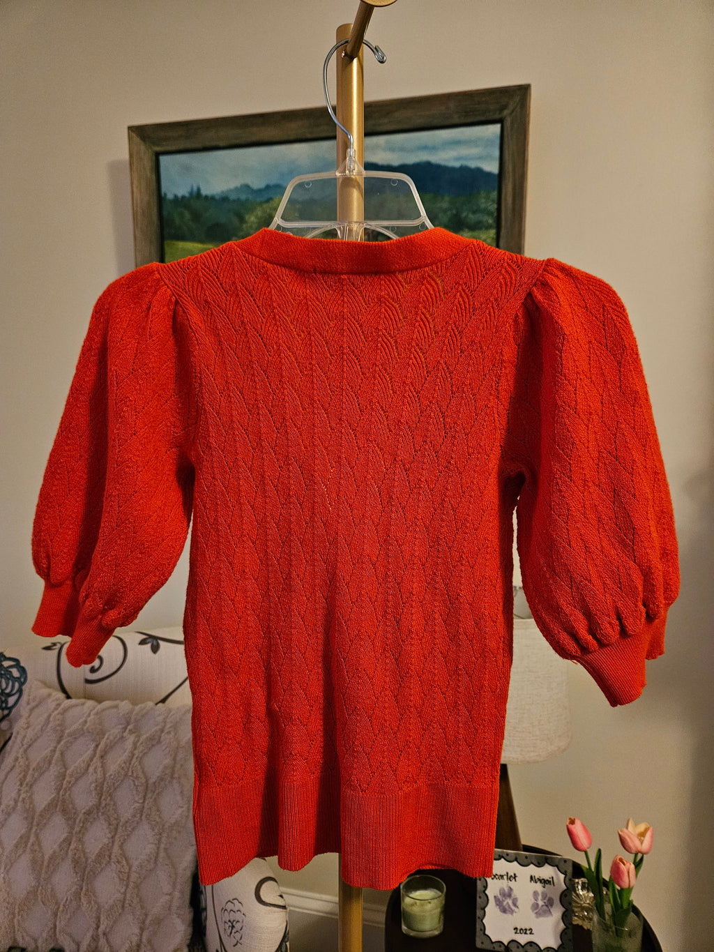 Draper James Red Orange V-Neck Cardigan Sz XS