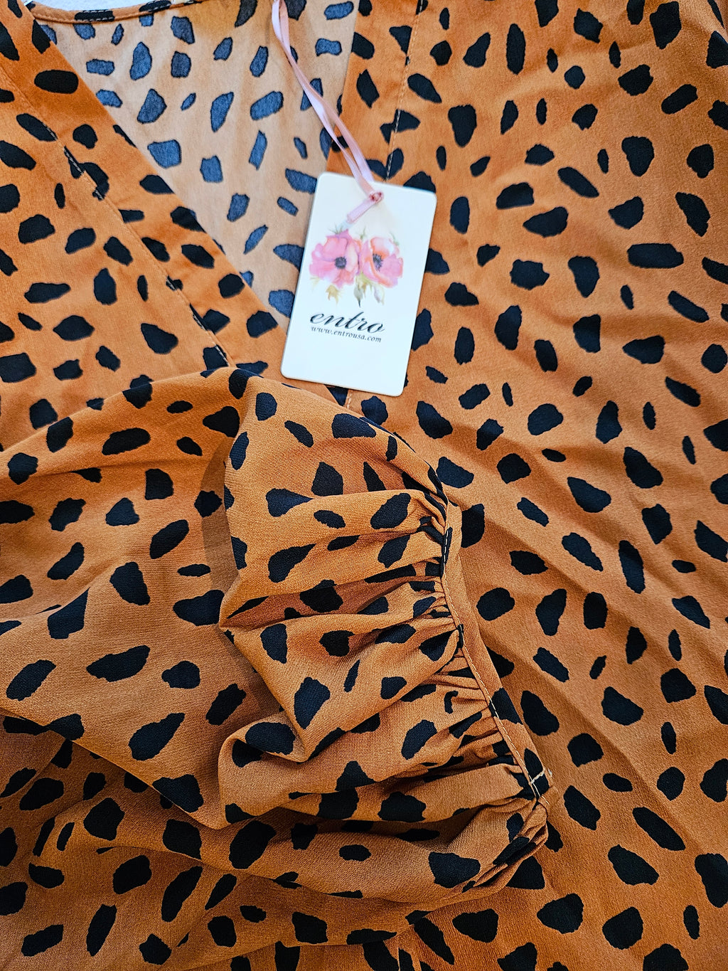 Entro Brown Leopard Print Top Sz 1X