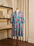 Hidden Brand Multicolor Leopard Print Ruffle Dress – V-Neck Balloon Sleeve